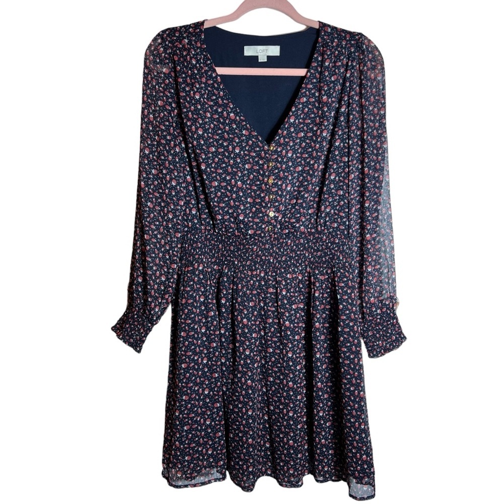 Loft Ladybug Smocked Button Dress, Small